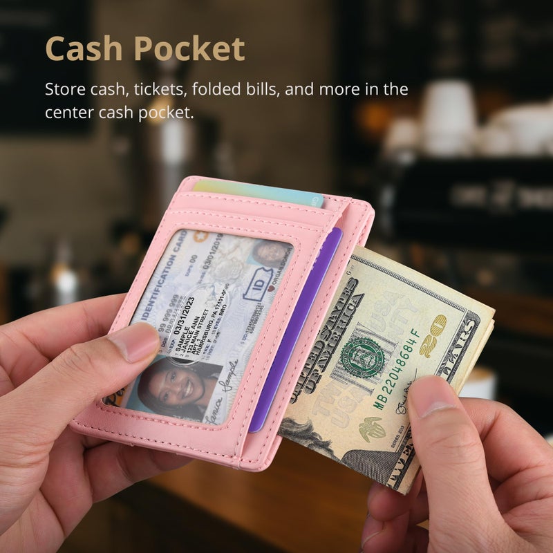 Buffway محفظة بوفواي رفيعة وعصرية لحجب RFID للجيب الأمامي للرجال والنساء - وردي ألاسكا - Image 5